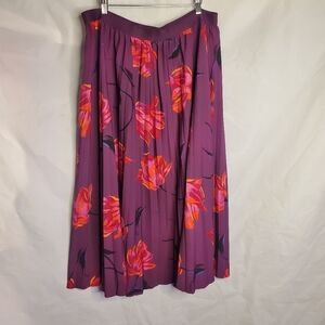 A New Day Floral Pleated Purple Skirt